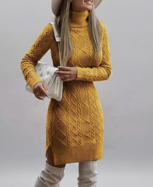 Gebreide jurk met hoge hals