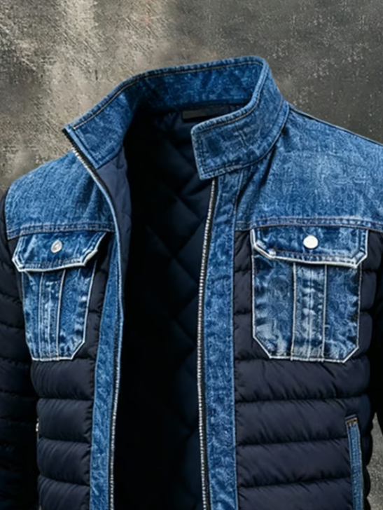 Gewatteerde jas | Verfijnde denim details