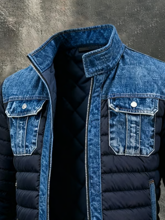 Gewatteerde jas | Verfijnde denim details