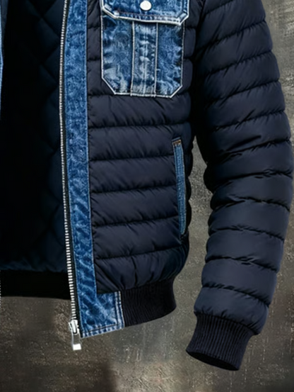 Gewatteerde jas | Verfijnde denim details