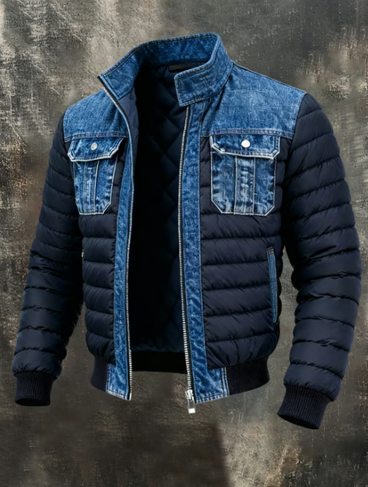 Gewatteerde jas | Verfijnde denim details