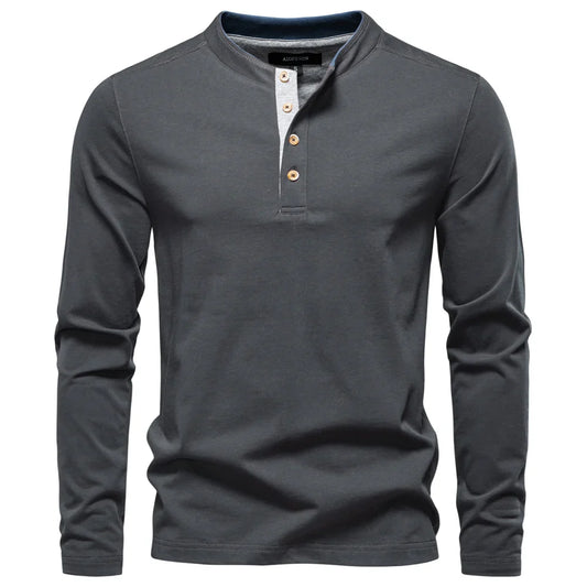 Jongman™ | Henley Heren  Shirt Met Lange Mouwen