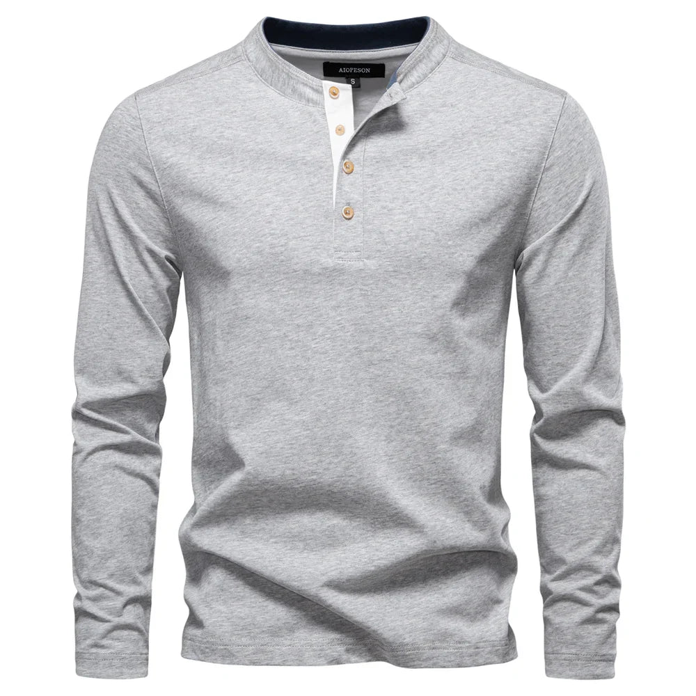 Jongman™ | Henley Heren  Shirt Met Lange Mouwen