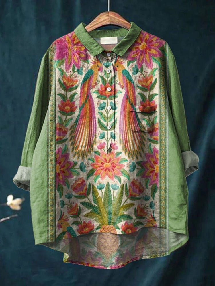 Sienna™ | Tijdloze Linnen Blouse met Print