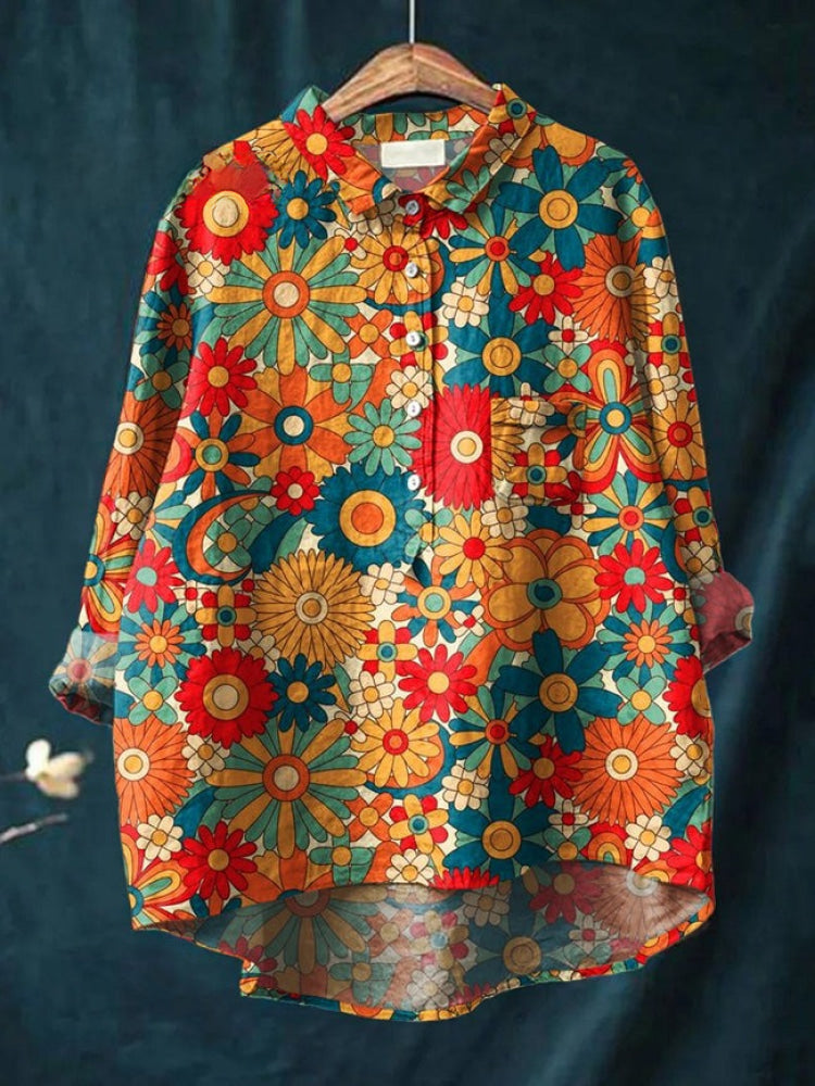 Sienna™ | Tijdloze Linnen Blouse met Print