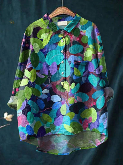 Seraphina™ | Tijdloze Linnen Blouse met Print
