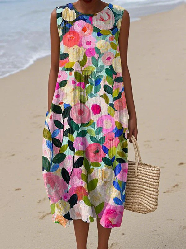 Ava™ Bloemen Midi-Jurk