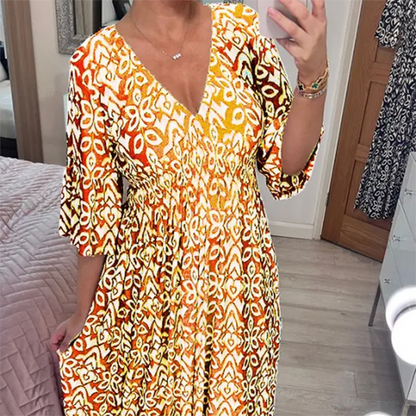 JOLINE - Zomerse casual V-hals maxi jurk