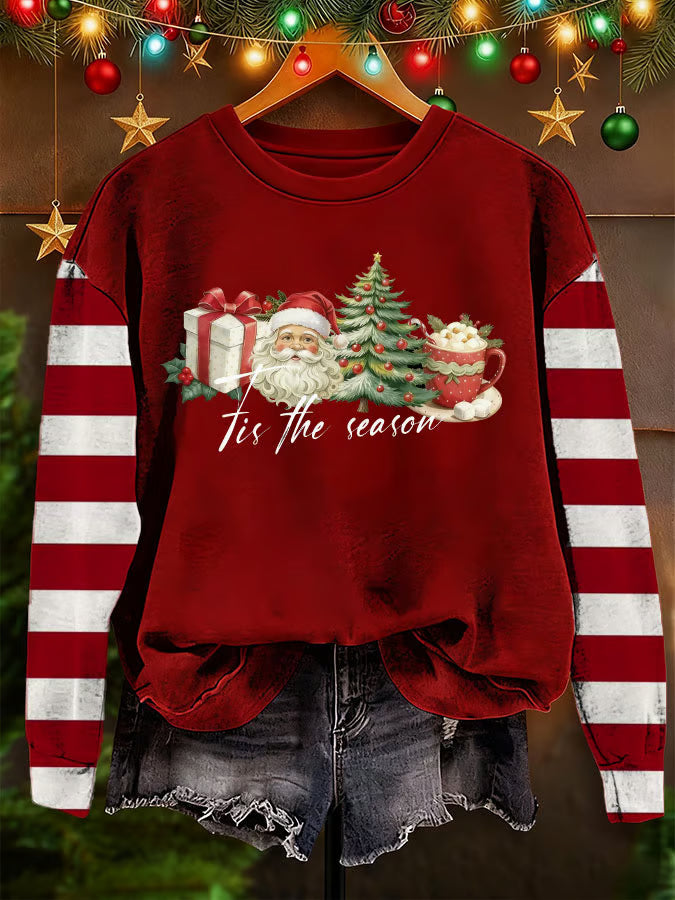 Mayla – Kersttrui met gestreepte mouwen