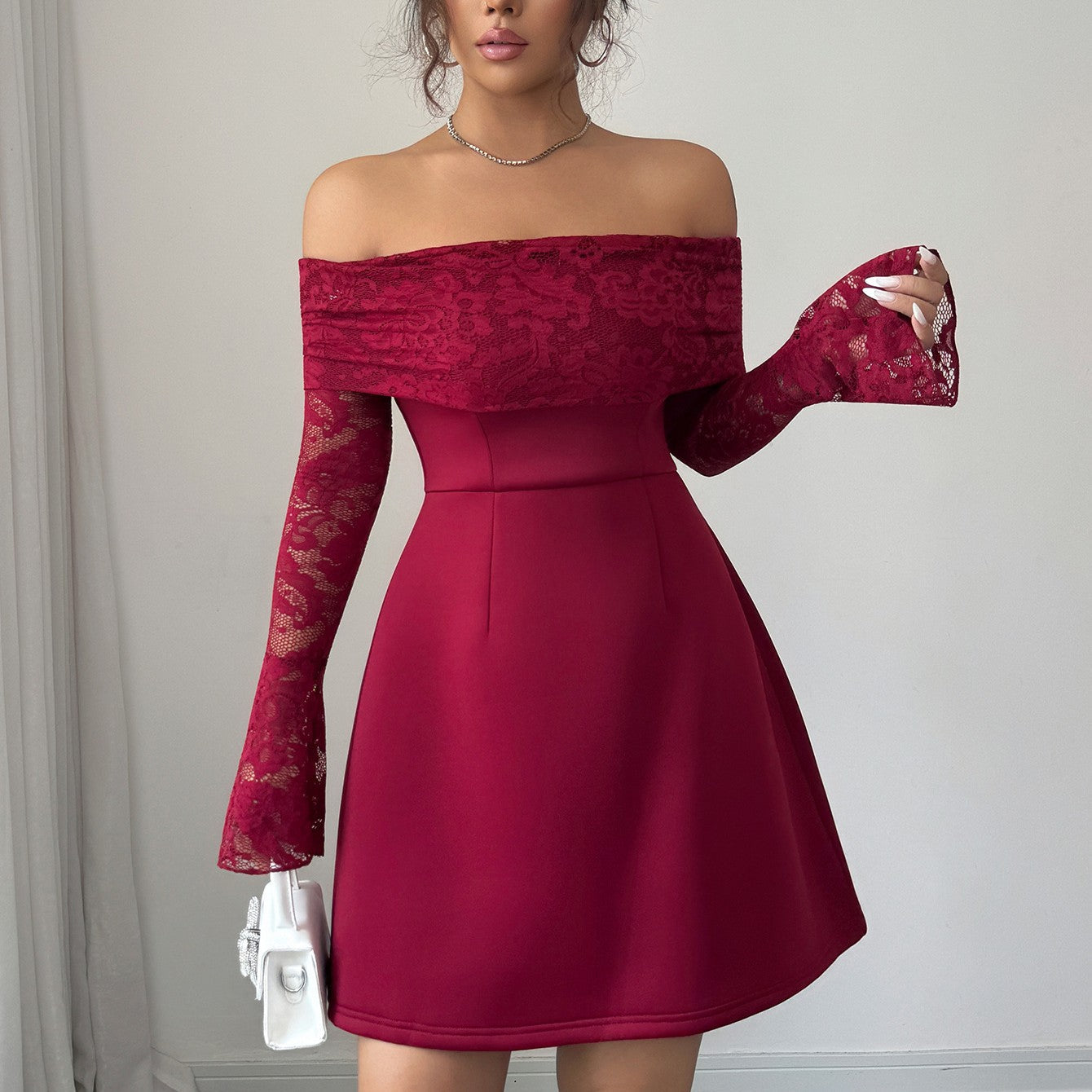 Elegante Bordeaux Jurk