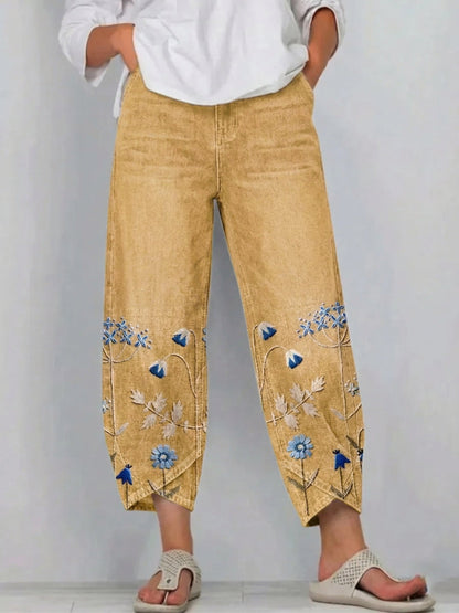 Aven | Casual Geborduurde Broek