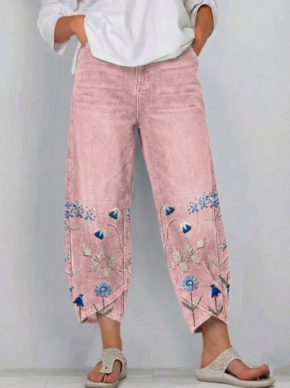 Aven | Casual Geborduurde Broek