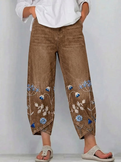 Aven | Casual Geborduurde Broek