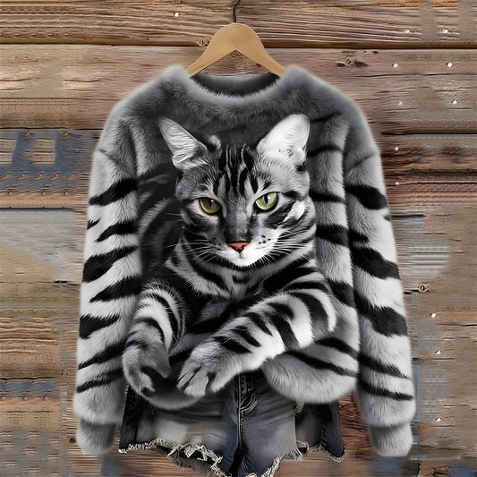 Sanne | Sweater Met Kattenprint
