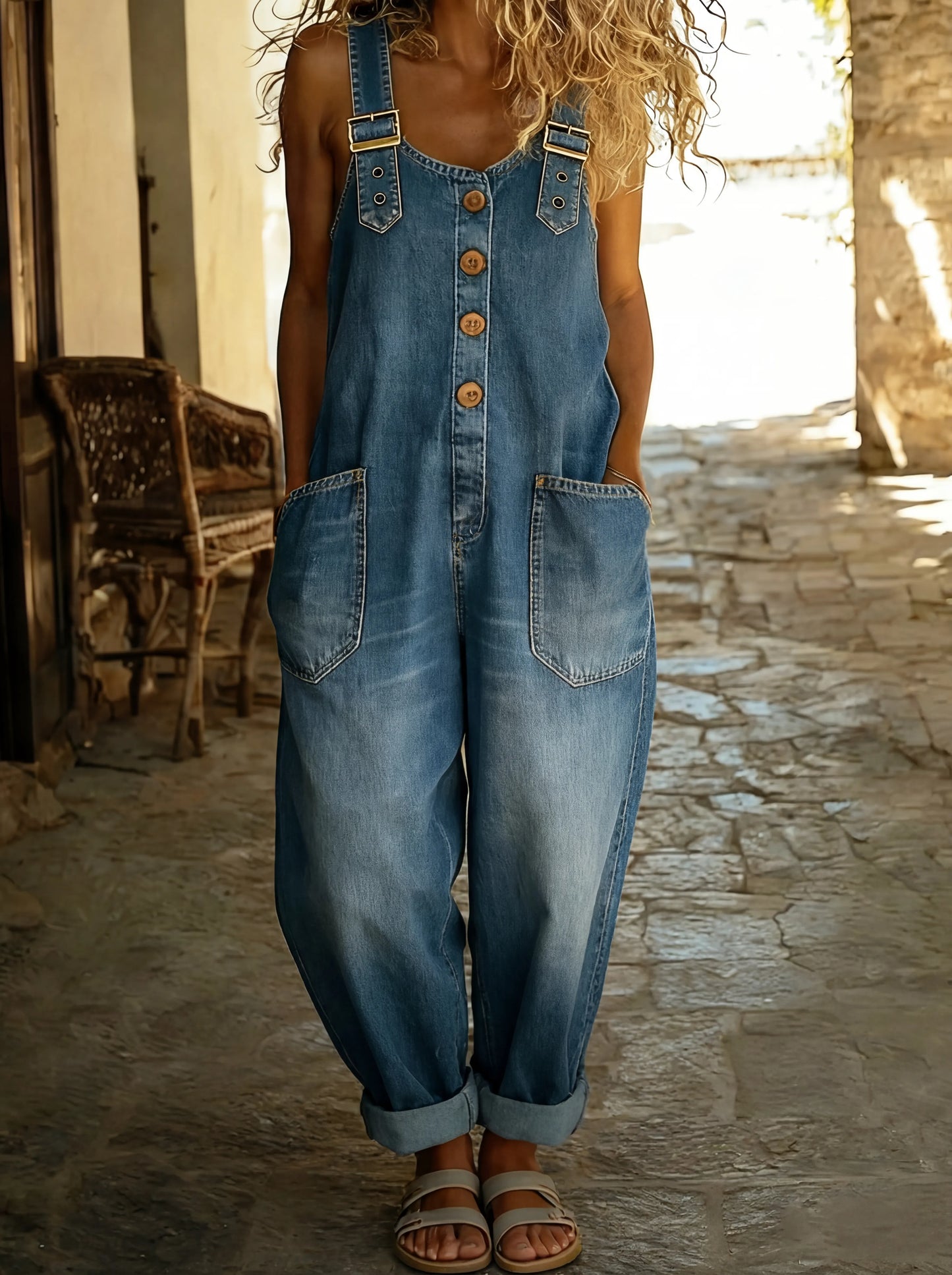 Juul | Denim Jumpsuit met Verstelbare Bandjes
