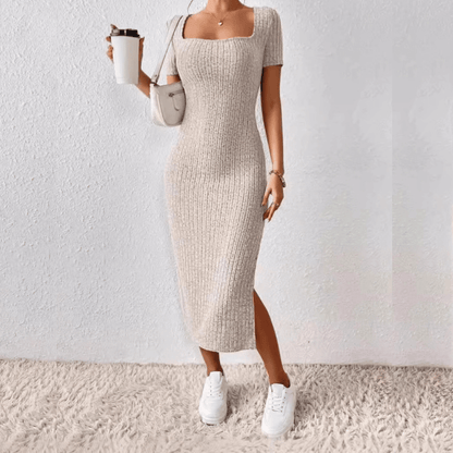 Dames gebreide midi jurk - elegante casual outfit voor elke gelegenheid