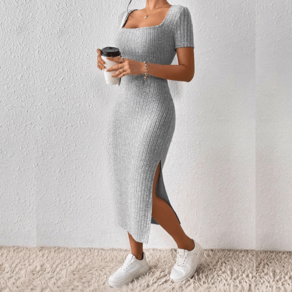 Dames gebreide midi jurk - elegante casual outfit voor elke gelegenheid