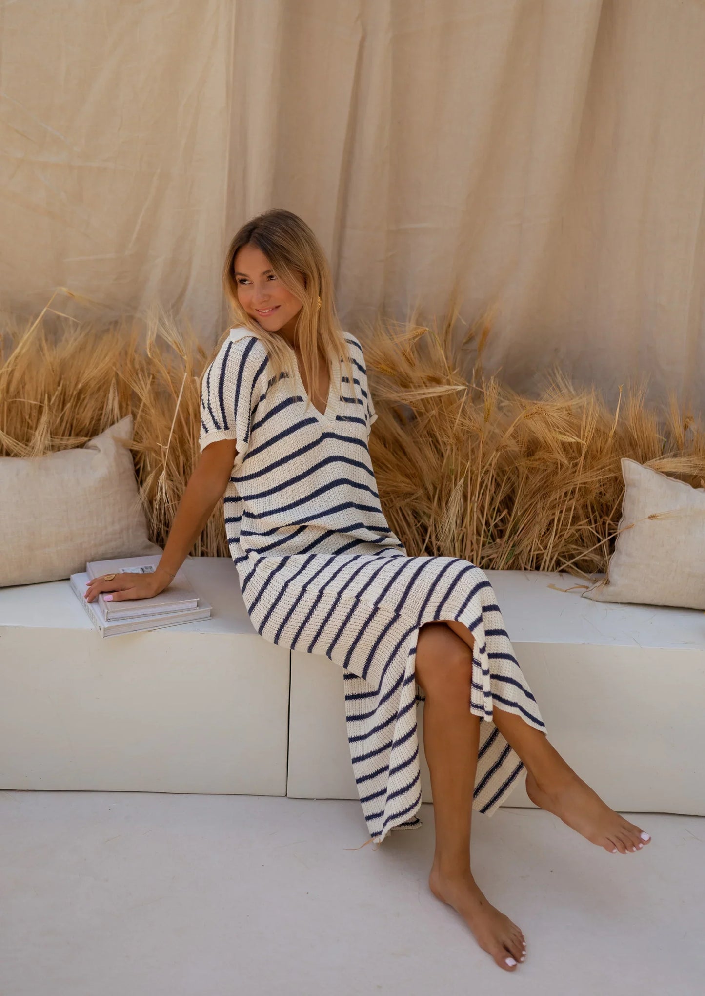 Sophia™ | Gestreepte gebreide zomerjurk