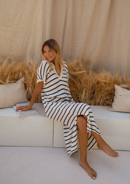 Sophia™ | Gestreepte gebreide zomerjurk