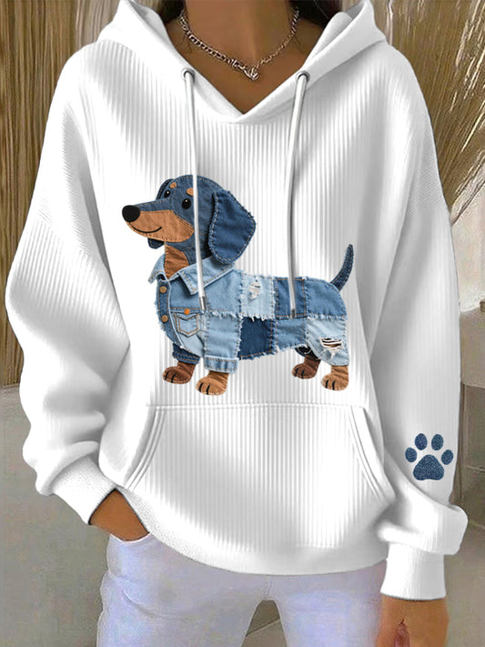 Dameshoodie Patchwork Art Jamnik-motief