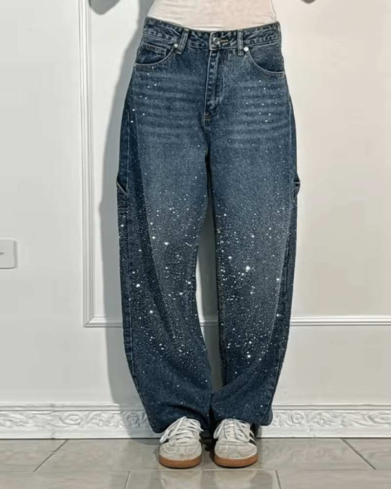 Starlight | Trendy Balloon Carpenter Jeans met Glitters