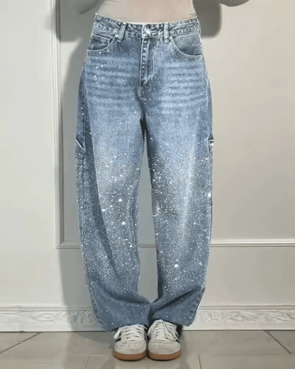 Starlight | Trendy Balloon Carpenter Jeans met Glitters